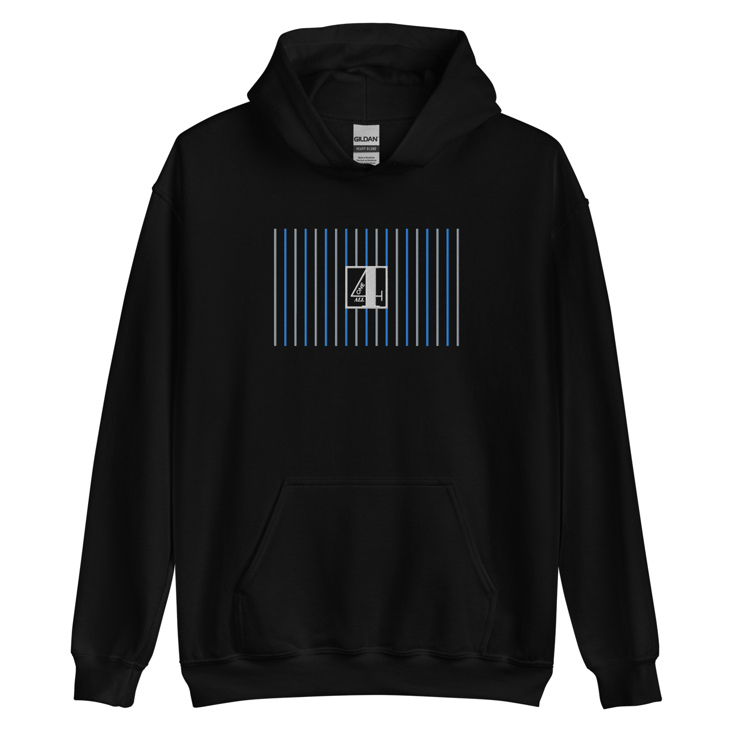"ONE4ALL RETRO" Embroidered Pullover Hoodie Black (Mens/Womens)